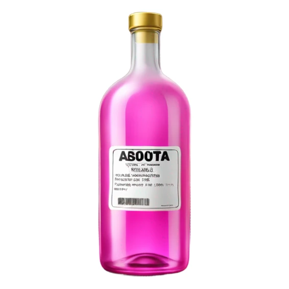 Realistic isolated vodka Bottle with metallic pink label and lid.
  sticker
