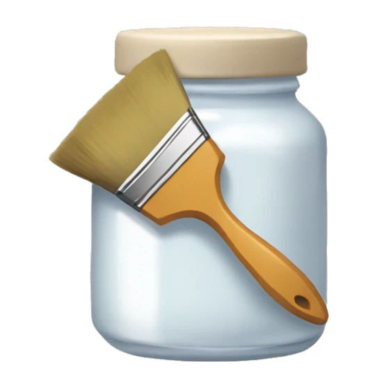 A jar of paint and a brush nearby sticker