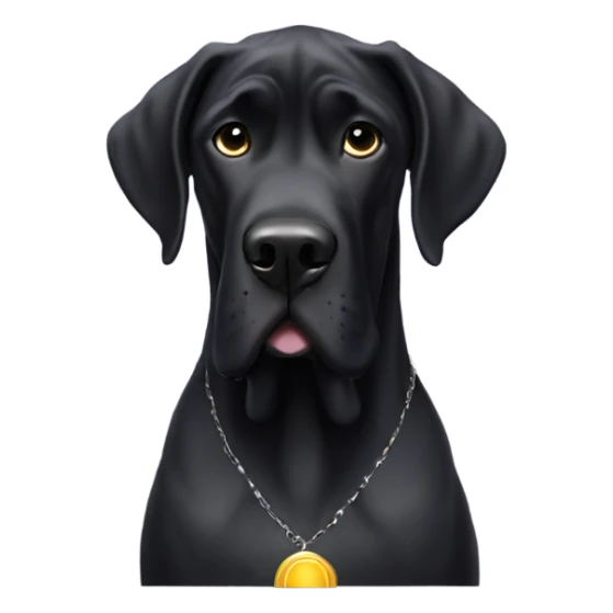 All black Great Dane with halo sticker