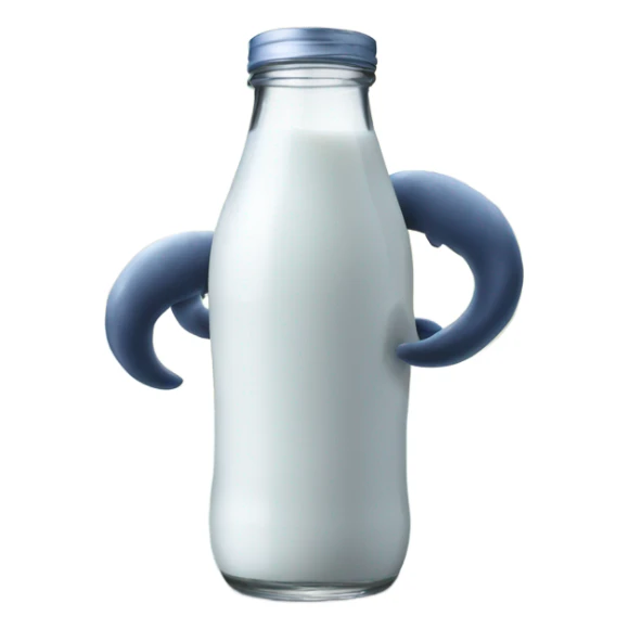 The moon with arms and legs drinking milk sticker