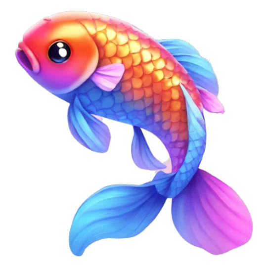 Kawaii neon glitter koi fish emoji    sticker