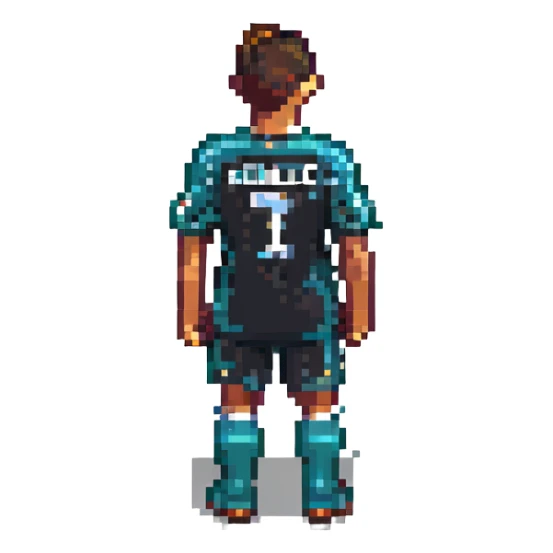Ronaldo in the style of pixel art, back view sticker