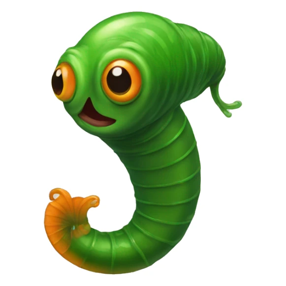 Eight-eyed green and orange leech with suction sticker