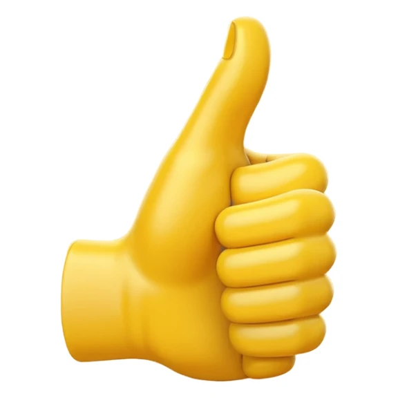 Use the original thumbs up emoji as a template, and create an image of a modified thumbs up where an exact copy but much smaller version of the large thumbs up, has its fingers wrapped around the large thumbs up sticker
