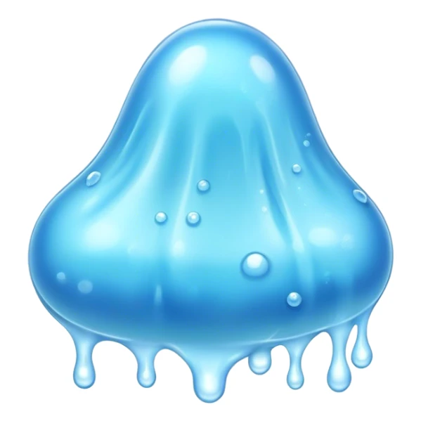 Cinematic Realistic Clear Blue Slime, glossy and translucent with a soft blue hue, light reflecting off its smooth surface, subtle bubbles trapped inside, slightly jiggling with movement, delicate highlights enhancing its wet and squishy texture, glowing with a soft, magical aura. sticker