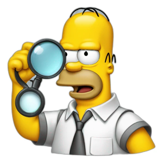 homer simpson in a detective outfit with a magnifying glass sticker