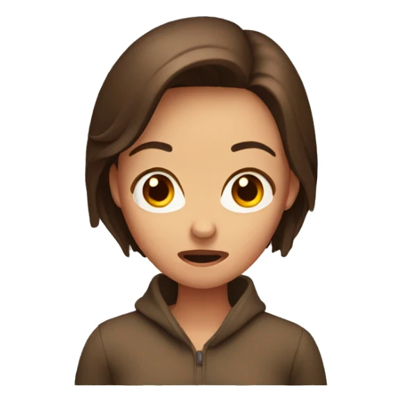 scared woman with brown hair  sticker