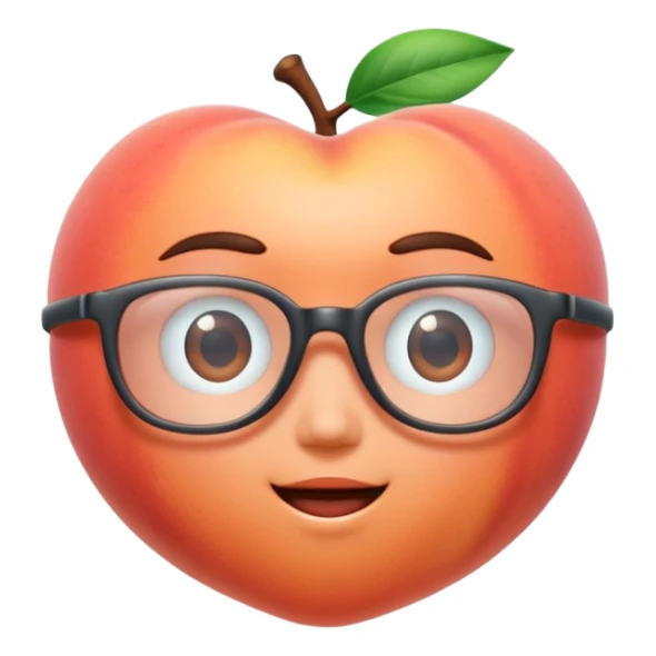A 3D cartoon transparent peach-coral spectacle with subtle shine and curved frame edges, isolated on soft plain background, Memoji-style. sticker