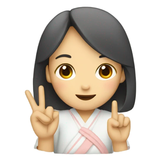 Japanese woman two fingers peace sticker