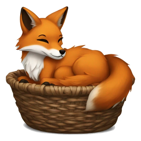 Fox curled up in a basket dark academia sticker