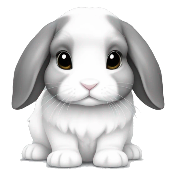 A holland lop bunny with a sable point coloring. White and gray. sticker