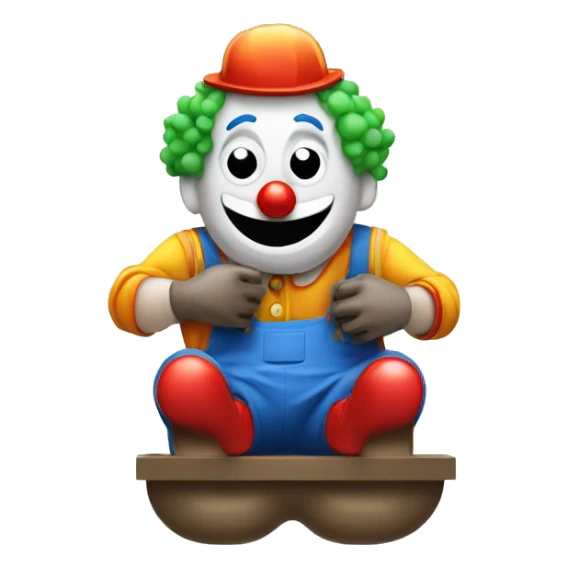 clown face emoji as a plumber sitting and fixing pipe sticker