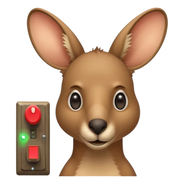 Portrait of a Kangaroo with a light switch for a face sticker