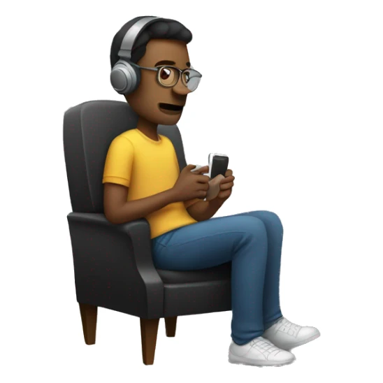Man sitting in chair and listening music sticker