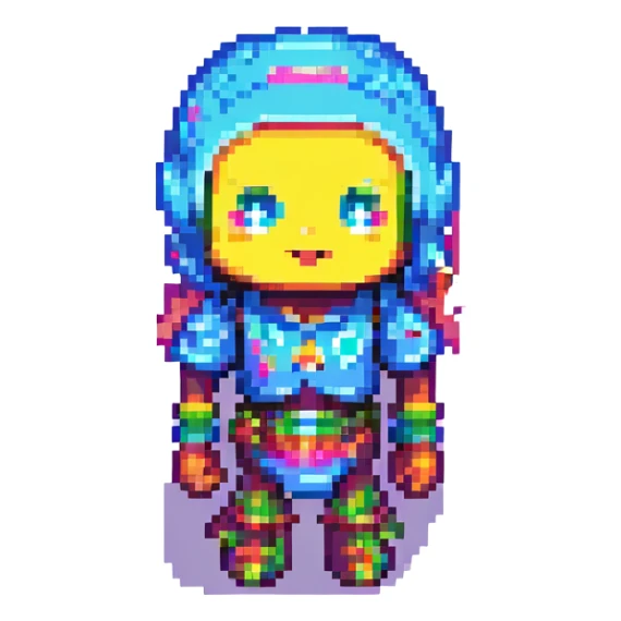 the concept of admiration, pixel art style, colorful, expressive sticker