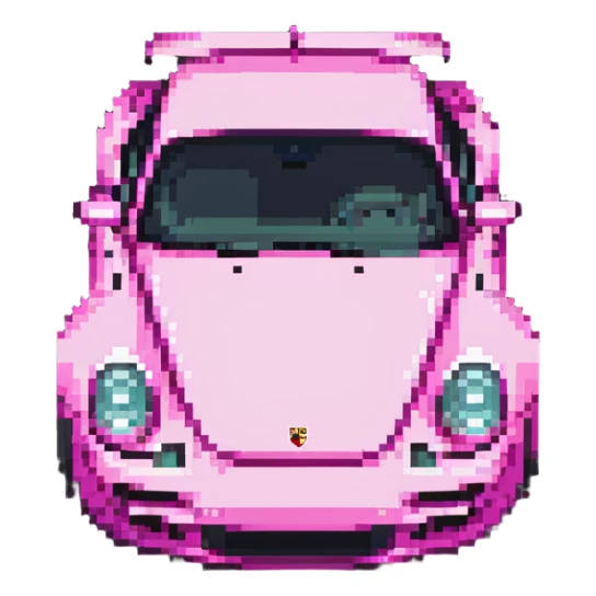 full view of a pink porsche sports car sticker