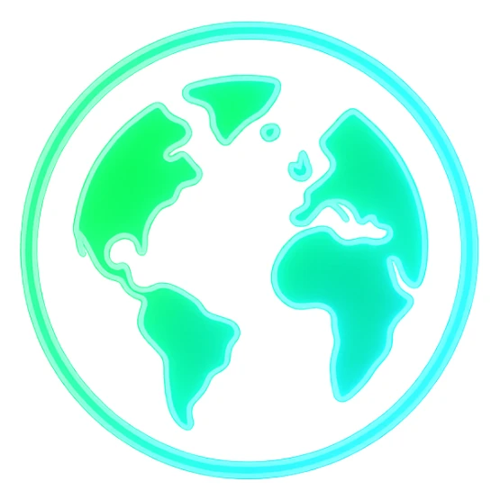animated loading icon with glowing effect, designed as green and blue Earth inside a circle, glow intensifies as it loads sticker