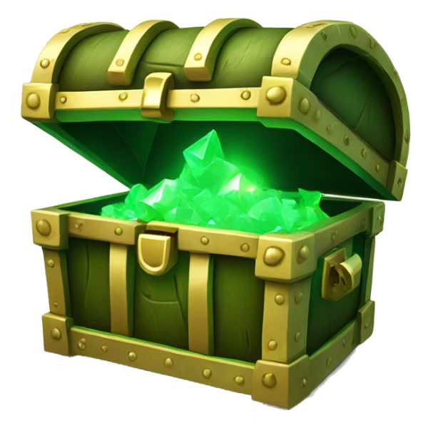 open Green treasure chest with green light coming out sticker