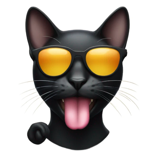 Black cat wearing sunglasses with tongue sticking out  sticker