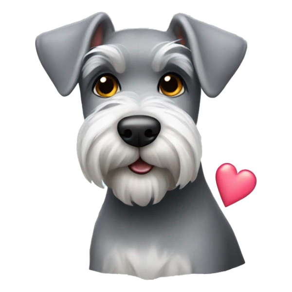 little grey schnauzer with hearts sticker
