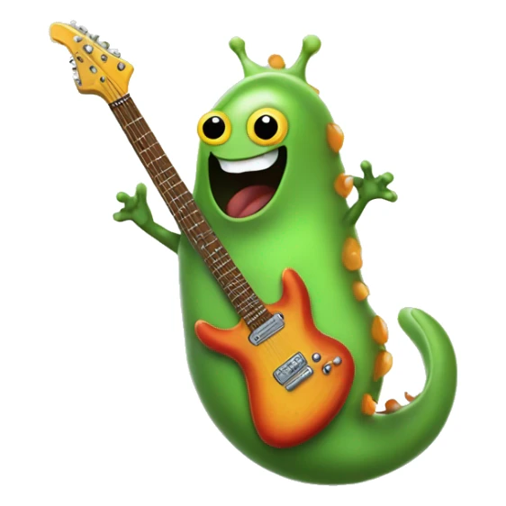 Happy slimy slug playing electric guitar sticker