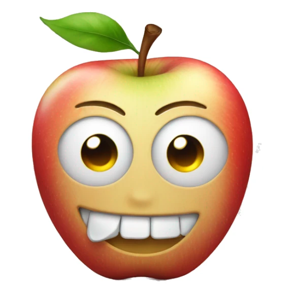 Apple Emoji smiling with tear coming down from one eye sticker