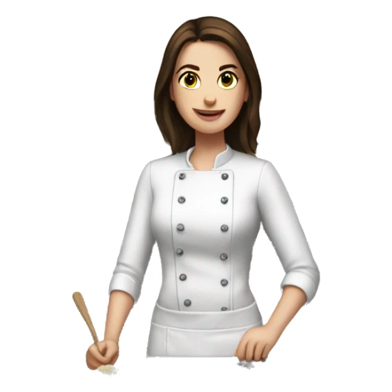 White girl, brunette cooking dinner sticker