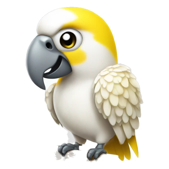 white and yellow parrot  holding a sign with the inscription  sticker