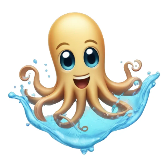 Happy squid splashing in water  sticker