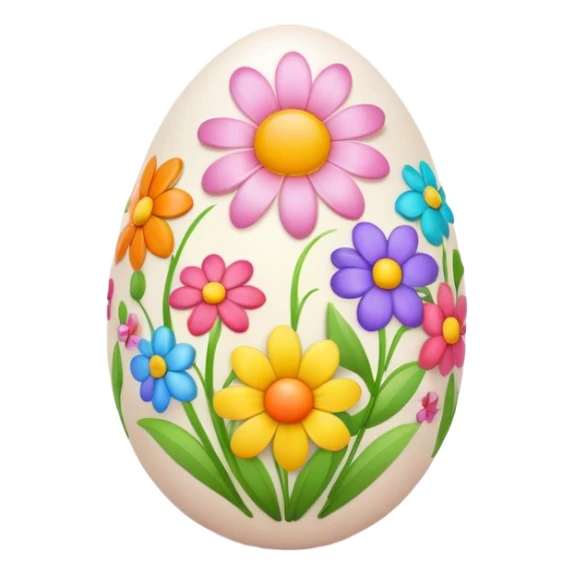 An egg decorated with colorful flowers, spring themed sticker