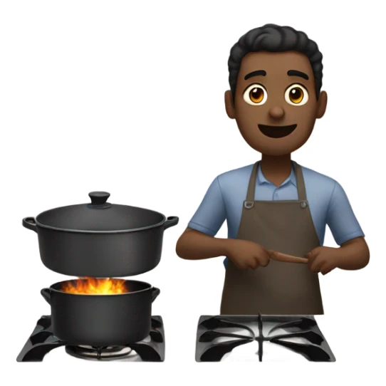 Person on a stove 🧔🏾‍♂️🥘 sticker