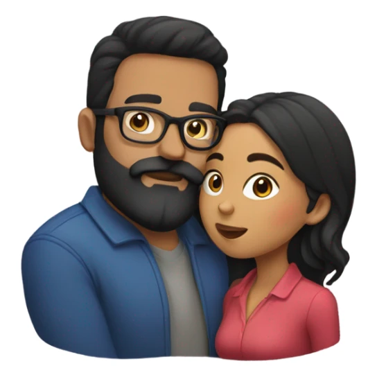 Latina Girl kissing a man with dark beard and glasses sticker