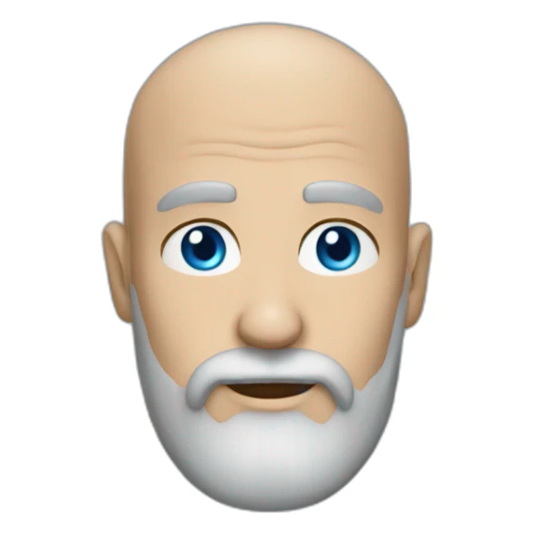 Man 40 years bald with grey and black long beard blue eyes sticker