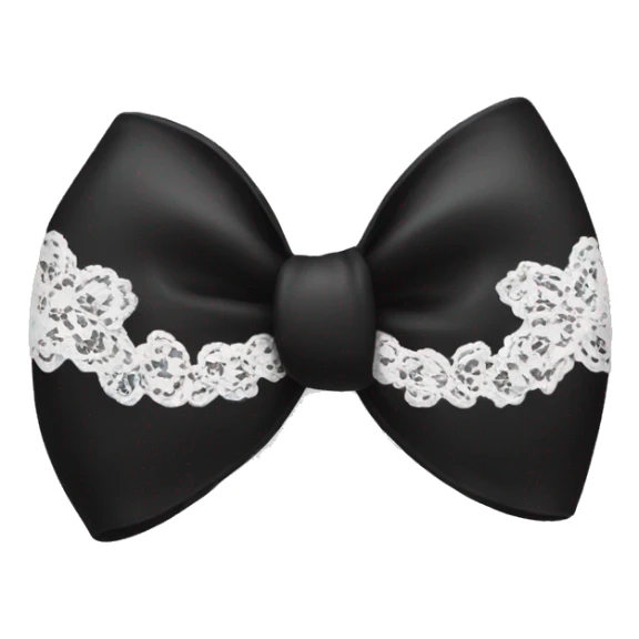 black bow emoji with white lace sticker