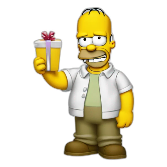 homer simpson giving a thumbs up and a gift sticker