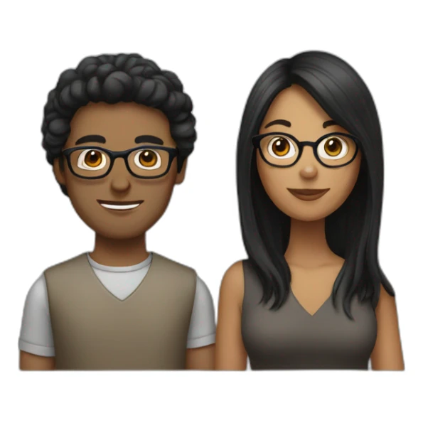  Acouple with dark hair woman with glasses sticker