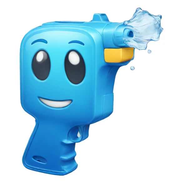 A emoji holds a water gun sticker