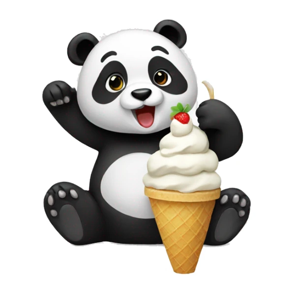 Panda eating ice cream sticker