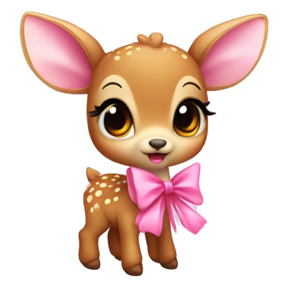 baby deer with fairy wings and a pink bow around its neck  sticker