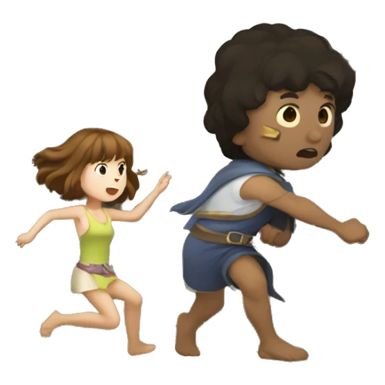 A time traveler fighting Morlocks with a little girl underground sticker