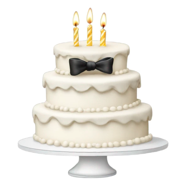 White Happy birthday cake with black bows sticker