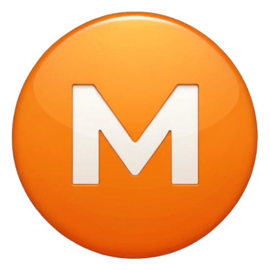 Orange circle with a white M in the Middle sticker