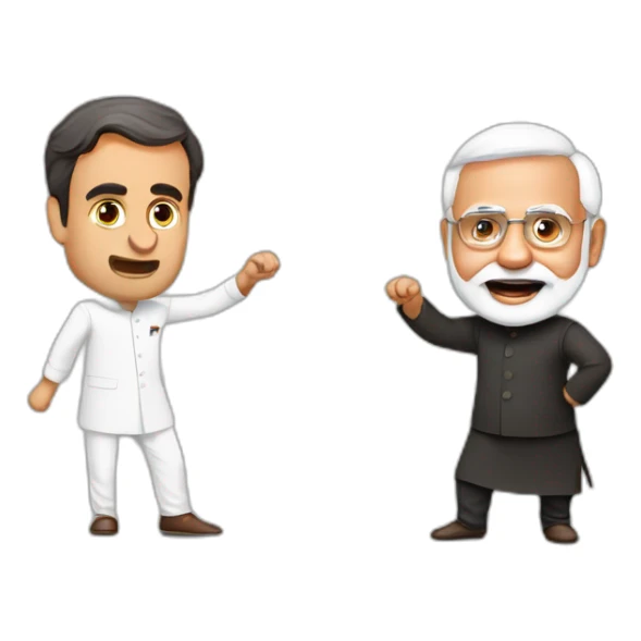 Rahul Gandhi and Narendra Modi fighting sticker