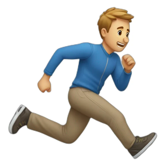 a guy running and starting to fall on the ground sticker