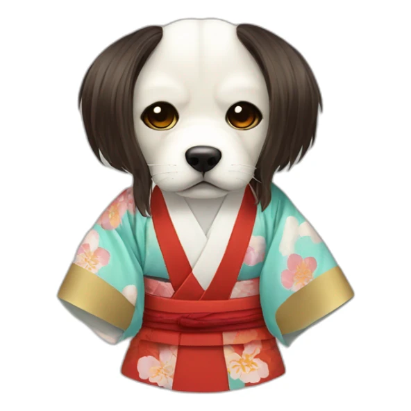 hot-guy-noh-dog-mask-longhair-japanese-kimono sticker