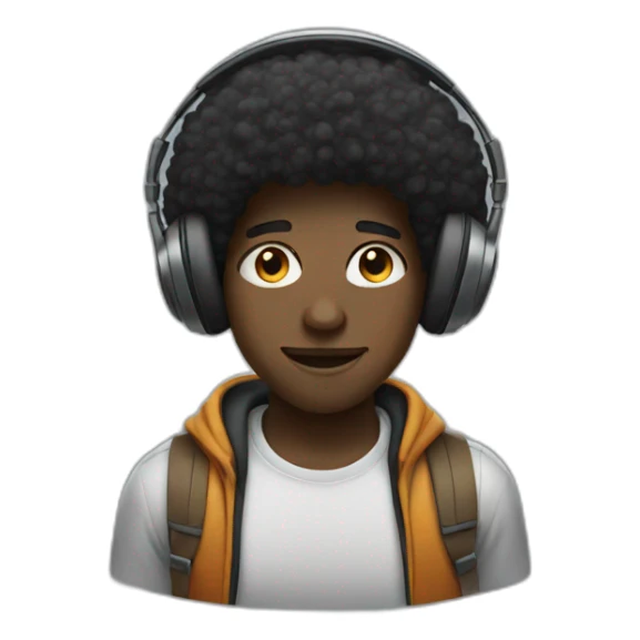 black guy with an afro wearing headphones sticker