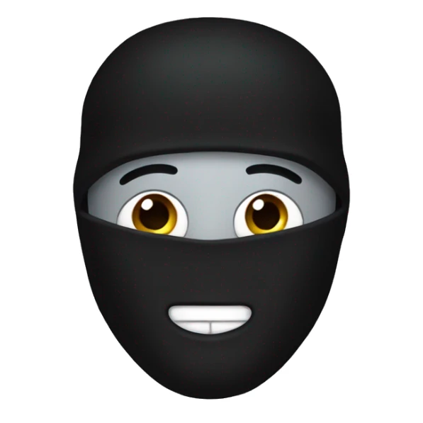 kanye with a black balaclava in black mask and silver grillz on teeth sticker