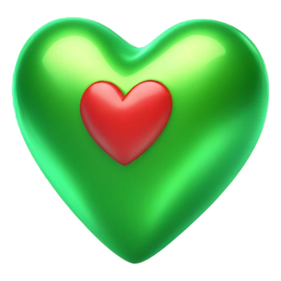 green 3d heart sticker