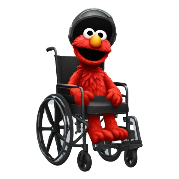 elmo as a general sitting in a wheelchair sticker