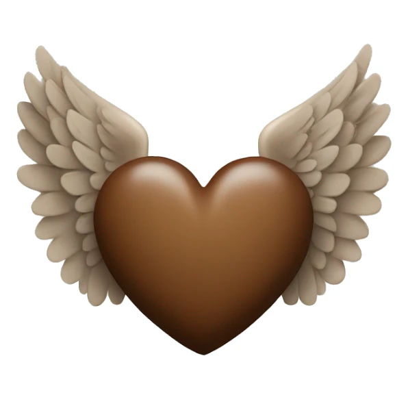 Brown heart with angel wings sticker